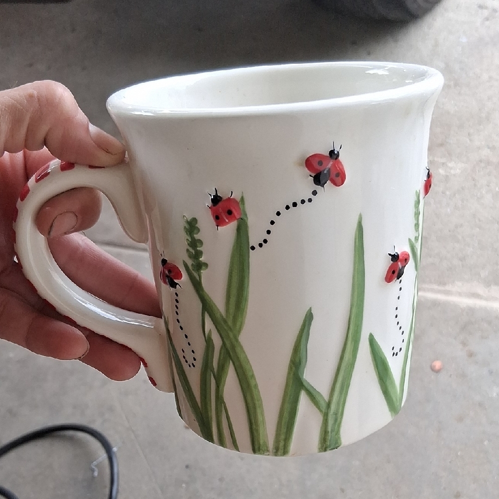 Hand-Painted Ladybug Ceramic Mug